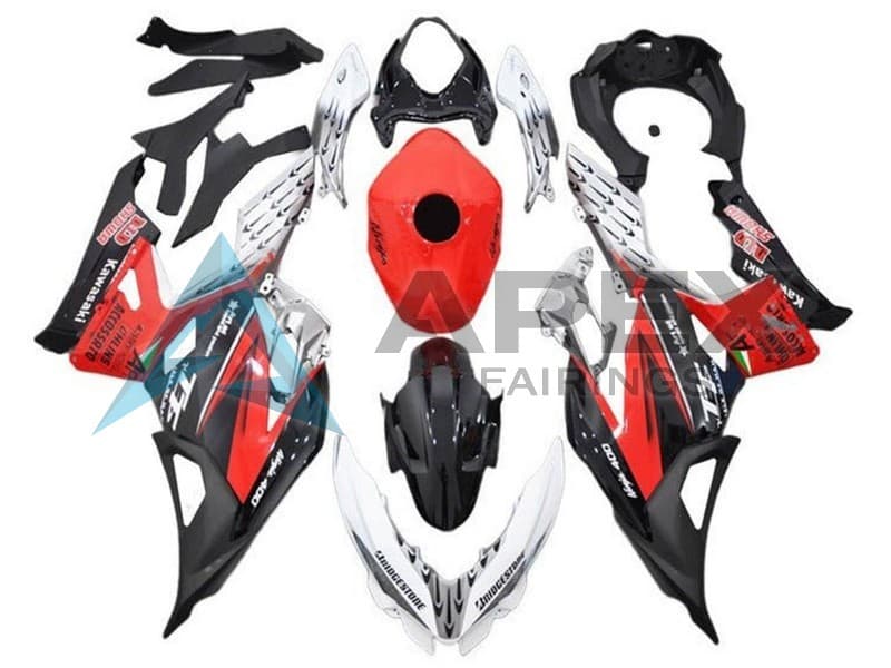 White Red Black - Kawasaki Ninja400 / EX400 (2018-2025) ABS Fairings — Style FE69 | Apex Fairings