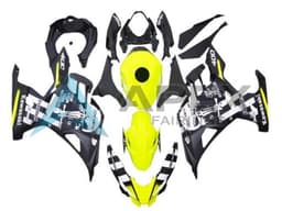 Yellow Black White Skull - Kawasaki Ninja400 / EX400 (2018-2025) ABS Fairings | Apex Fairings — view 1