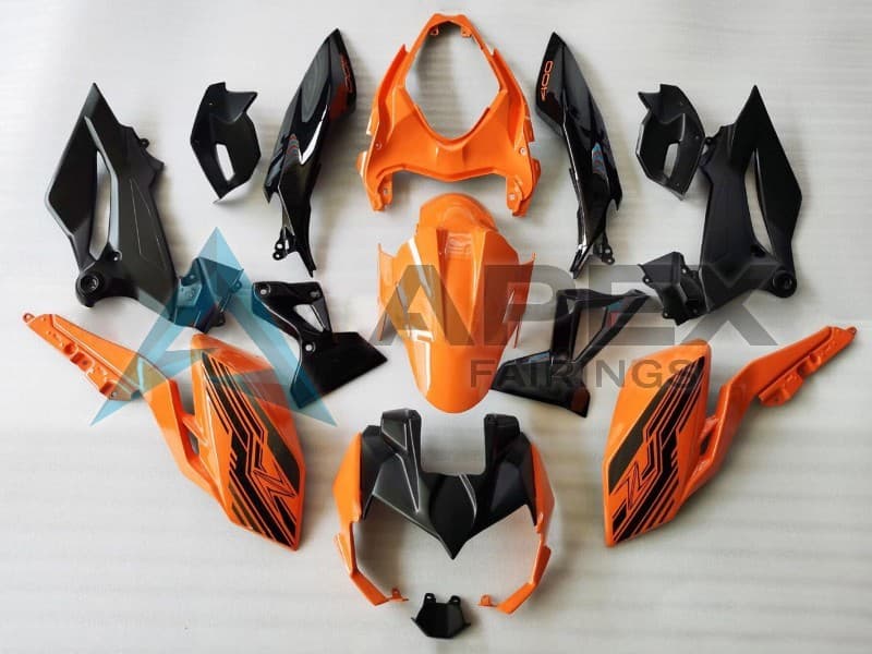 Orange Glossy Black - Kawasaki Z400 (2018-2025) ABS Fairings | Apex Fairings