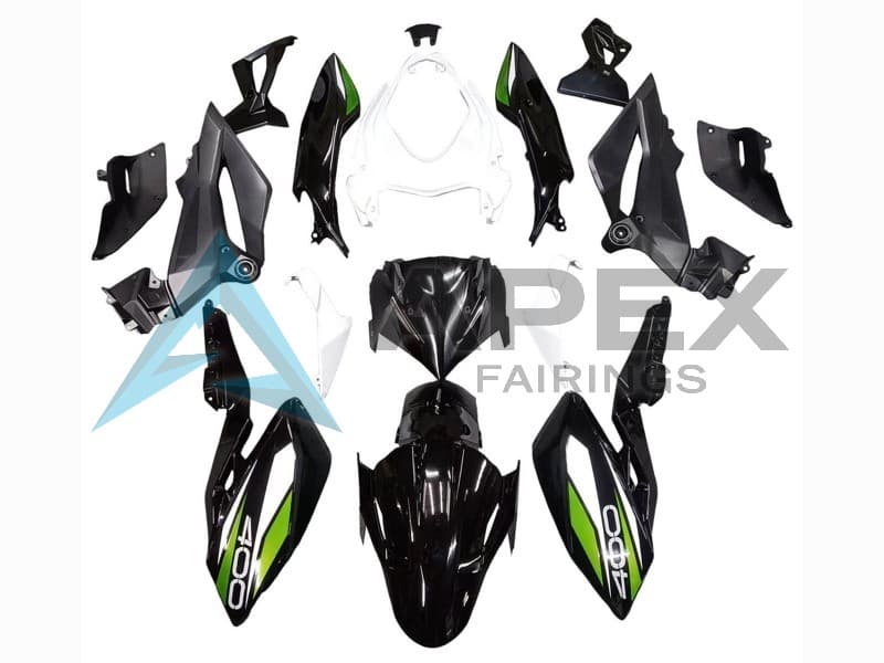 White Glossy Black Green - Kawasaki Z400 (2018-2025) ABS Fairings | Apex Fairings
