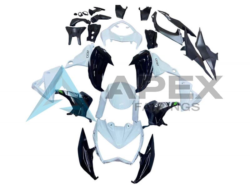 White Glossy Black Green - Kawasaki Z800 (2013-2016) ABS Fairings | Apex Fairings