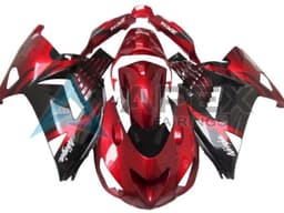 Red Glossy Black White - Kawasaki ZX-14R (2012-2026) ABS Fairings — Style FE44 | Apex Fairings — view 1