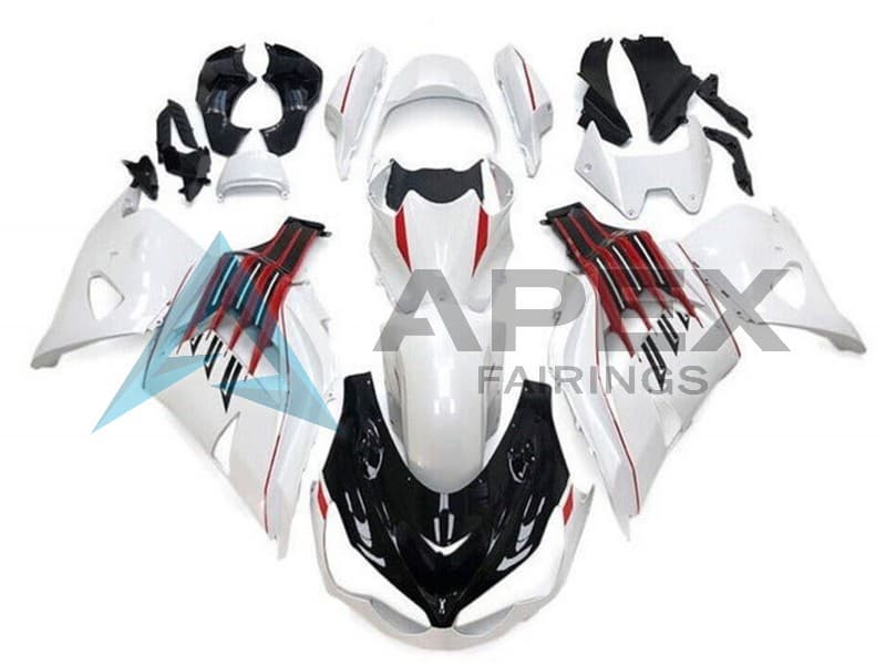 White Black Red Stripe - Kawasaki ZX-14R (2012-2026) ABS Fairings | Apex Fairings