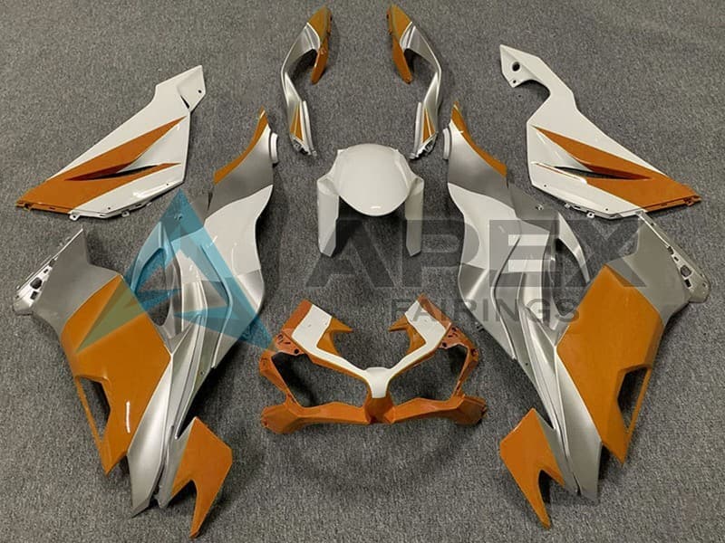 White Silver Orange - Kawasaki ZX-6R (2019-2023) ABS Fairings | Apex Fairings