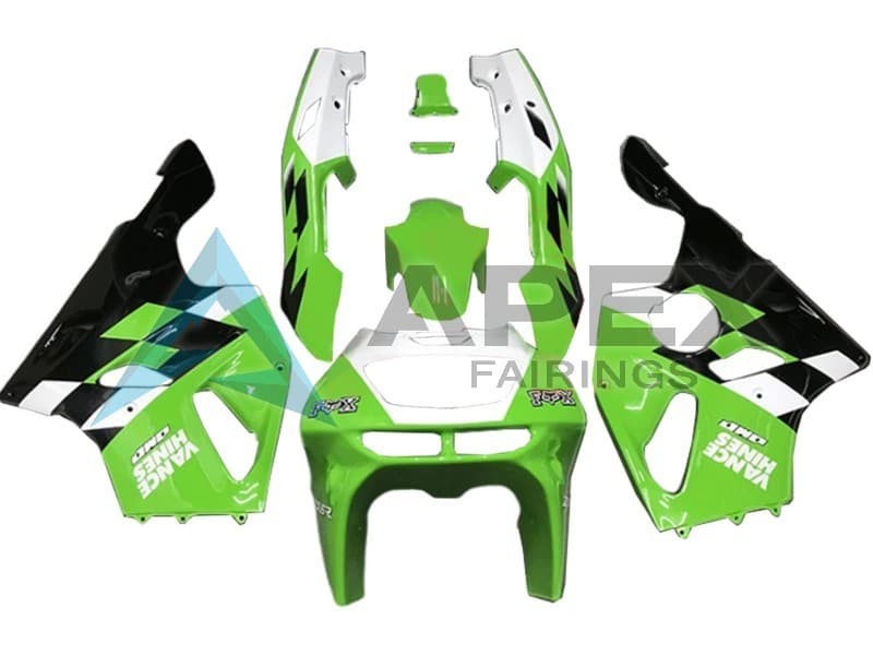 White Green Glossy Black - Kawasaki ZX-7R (1996-2003) ABS Fairings | Apex Fairings