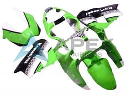 Green White Black - Kawasaki ZX-9R (2002-2003) ABS Fairings — Style FE27 | Apex Fairings — view 1