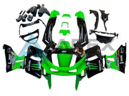 Green Glossy Black Green Monster Elf Touch4 Bridgestone - Kawasaki ZZR400 (1993-2007) ABS Fairings | Apex Fairings — view 1