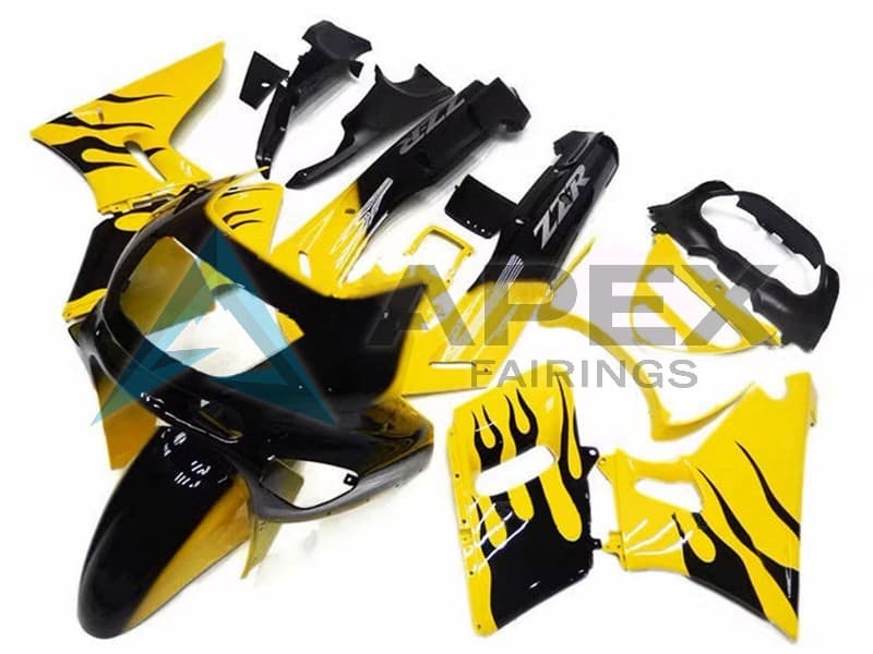 Yellow Black Flame - Kawasaki ZZR400 (1993-2007) ABS Fairings | Apex Fairings