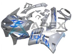 White Blue Flame - Kawasaki ZZR600 (1998-2003) ABS Fairings | Apex Fairings — view 1