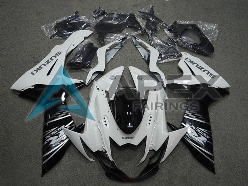 White Glossy Black - Suzuki GSX-R600 (2011-2026) ABS Fairings — Style FE171 | Apex Fairings