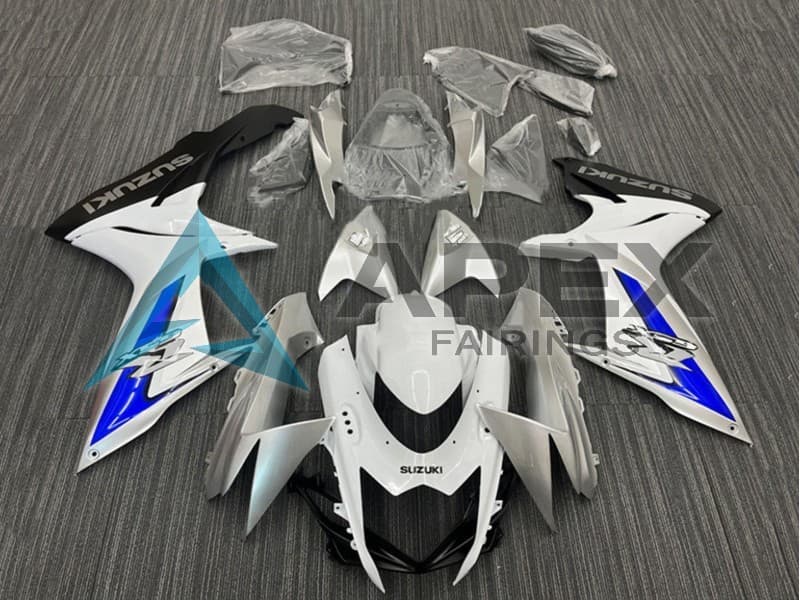 White Silver Blue Black - Suzuki GSX-R750 (2011-2026) ABS Fairings | Apex Fairings