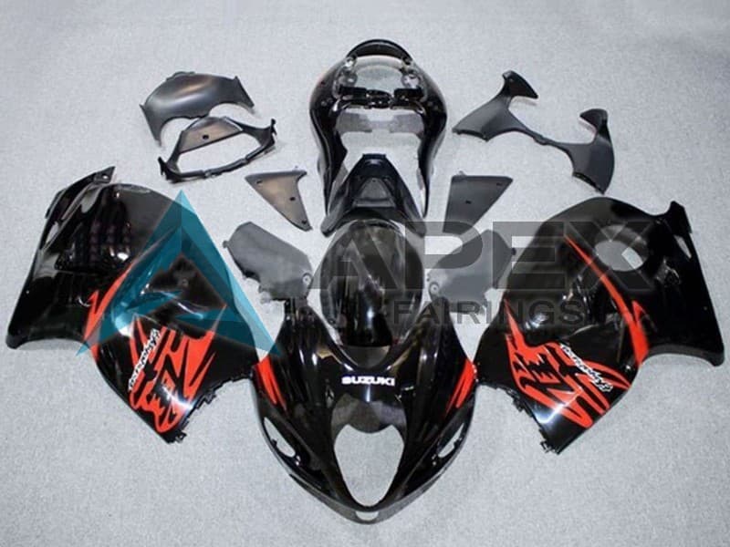 Glossy Black Red - Suzuki GSX-R1300 Hayabusa (1999-2007) ABS Fairings | Apex Fairings