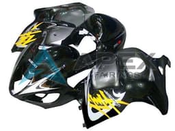 Glossy Black Silver Yellow - Suzuki GSX-R1300 Hayabusa (1999-2007) ABS Fairings | Apex Fairings — view 1
