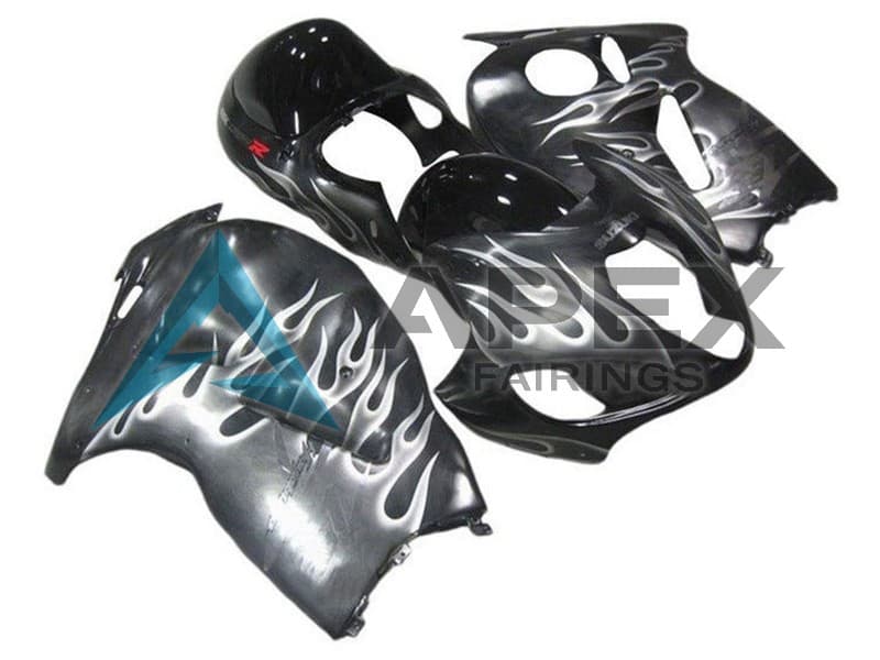 Grey Black White Flame - Suzuki GSX-R1300 Hayabusa (1999-2007) ABS Fairings | Apex Fairings