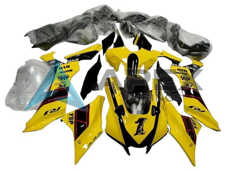 Yellow Glossy Black YSP Motul - Yamaha R1 / YZF-R1 (2020-2026) ABS Fairings | Apex Fairings