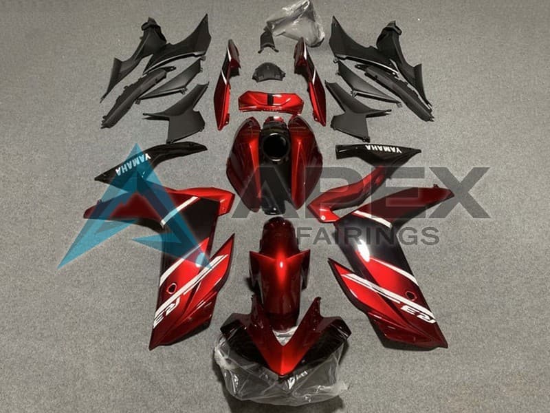 Red White Glossy Black - Yamaha R3 / R25 / YZF-R3 / YZF-R25 (2022-2024) ABS Fairings — Style FE61 | Apex Fairings