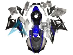 Silver Blue Black Carbon Fiber Style - Yamaha R3 / R25 / YZF-R3 / YZF-R25 (2022-2024) ABS Fairings — Style FE63 | Apex Fairings — view 1