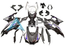 Silver Blue Black Carbon Fiber Style - Yamaha R3 / R25 / YZF-R3 / YZF-R25 (2022-2024) ABS Fairings — Style FE64 | Apex Fairings — view 1