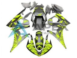 Neon Green Matte Black Geometric - Yamaha R6S / YZF-R6S (2006-2009) ABS Fairings | Apex Fairings — view 1