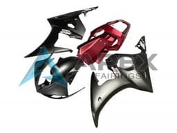 Red Matte Black - Yamaha R6S / YZF-R6S (2006-2009) ABS Fairings — Style FE27 | Apex Fairings — view 3
