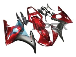 Red Matte Black - Yamaha R6S / YZF-R6S (2006-2009) ABS Fairings — Style FE28 | Apex Fairings — view 3