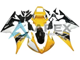 Yellow White Glossy Black - Yamaha R6S / YZF-R6S (2006-2009) ABS Fairings | Apex Fairings — view 1